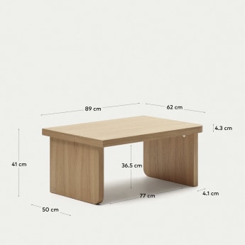 Lot Oaq de 2 tables basses en placage de chêne finition naturelle - dimensions