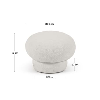 Sarisha round white fleece pouffe Ø 49 cm - sizes