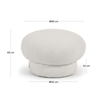 Sarisha round white fleece pouffe Ø 63 cm - sizes