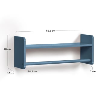 Florentina MDF shelf with hangers blue finish 52.5 cm FSC - sizes