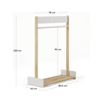 Adelaine hanger in solid natural pine and white MDF 100 x 40 cm FSC MIX Credit - sizes