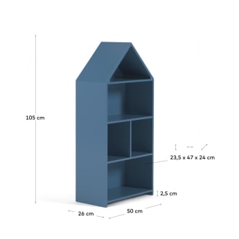 Estantería casita infantil Celeste de MDF azul 50 x 105 cm - tamaños