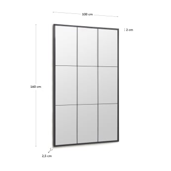 Ulrica standing mirror  in black metal 100 x 160 cm - sizes