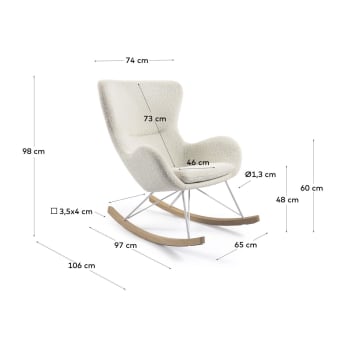 Κουνιστή καρέκλα Vania, λευκό shearling - μεγέθη