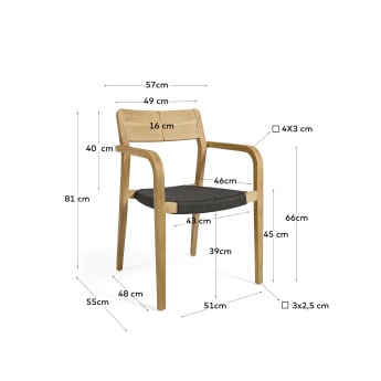 Καρέκλα Better, μασίφ ξύλο ακακίας και μαύρο σκοινί - μεγέθη