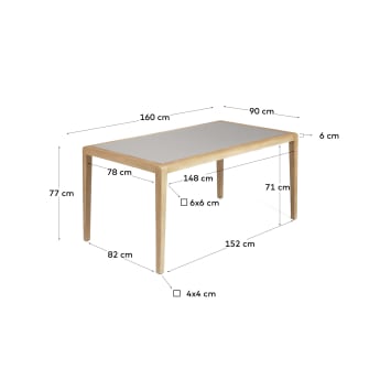 Τραπέζι Better, τσιμέντο με όψη πέτρας και μασίφ ξύλο ακακίας, 160 x 90 εκ - μεγέθη