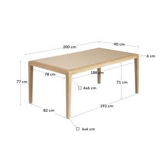 Καλύτερο τραπέζι από μπεζ πολυμπετόν και μασίφ ξύλο ακακίας 200 x 90 cm FSC 100% - μεγέθη