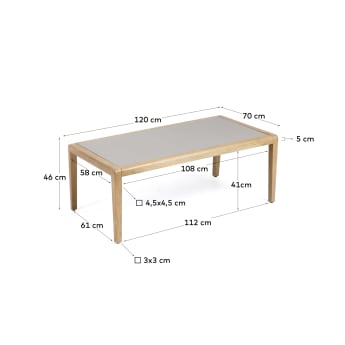Τραπέζι σαλονιού Better, τσιμέντο με όψη πέτρας και μασίφ ξύλο ακακίας, 120 x 70 εκ - μεγέθη