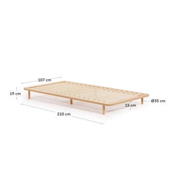 Anielle bed made from solid ash wood for a 90 x 200 cm mattress - sizes