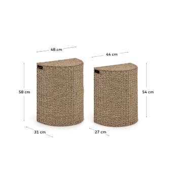 Nazaria set of 2 baskets, made from natural fibre rope, with a natural finish 54 cm / 58 cm - sizes