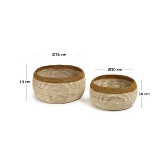 Ornella set of 2 baskets, made from cornleaf, with a natural finish - sizes