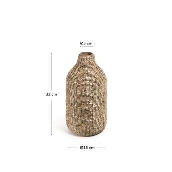 Umma small bamboo vase, with natural fibres and a natural finish - sizes