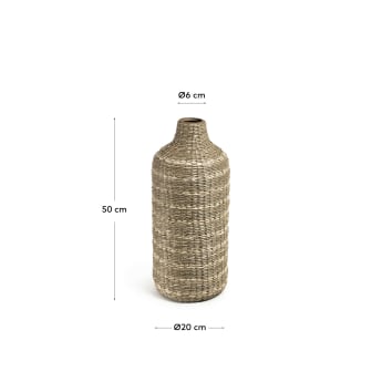 Umma large bamboo vase, with natural fibres and a natural finish - sizes