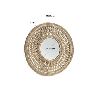 Verenade natural fibre mirror, with a natural white finish Ø 60 cm - sizes