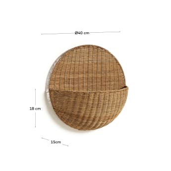 Waira ratan hanging wall basket with a natural finish - sizes