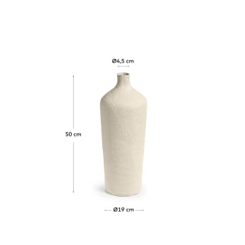 Candida cotton maché vase in beige, 50 cm - sizes