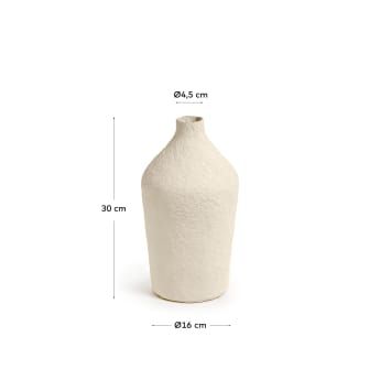 Vase Candida en coton maché beige 30 cm - dimensions