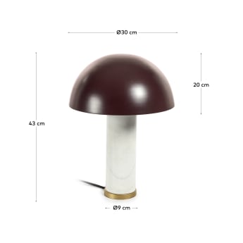 Zorione table lamp in white marble and metal, with a painted brown finish - sizes