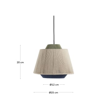 Yuvia cotton ceiling lamp with a beige and blue finish - sizes