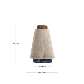 Yuvia cotton ceiling lamp with a beige, blue, and terracotta finish - sizes