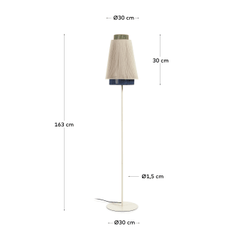 Yuvia cotton floor lamp with a beige and blue finish - sizes