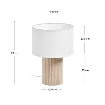 Lampa stołowa Bianella z beżowego sztruksu - rozmiary