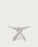 Στρογγυλό επεκτεινόμενο τραπέζι Vashti, γυαλί και MDF λευκά ατσάλινα πόδια Ø120(160)x120εκ
