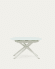 Ανοιγόμενο τραπέζι Yodalia, tempered γυαλί και λευκά ατσάλινα πόδια, 130(190)x100 εκ