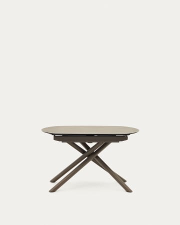Table extensible Yodalia en grès cérame et pieds en acier finition marron 130(190)x100 cm