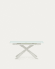 Mesa extensible Atminda cristal templado y patas de acero acabado blanco 160 (210) x 90 cm