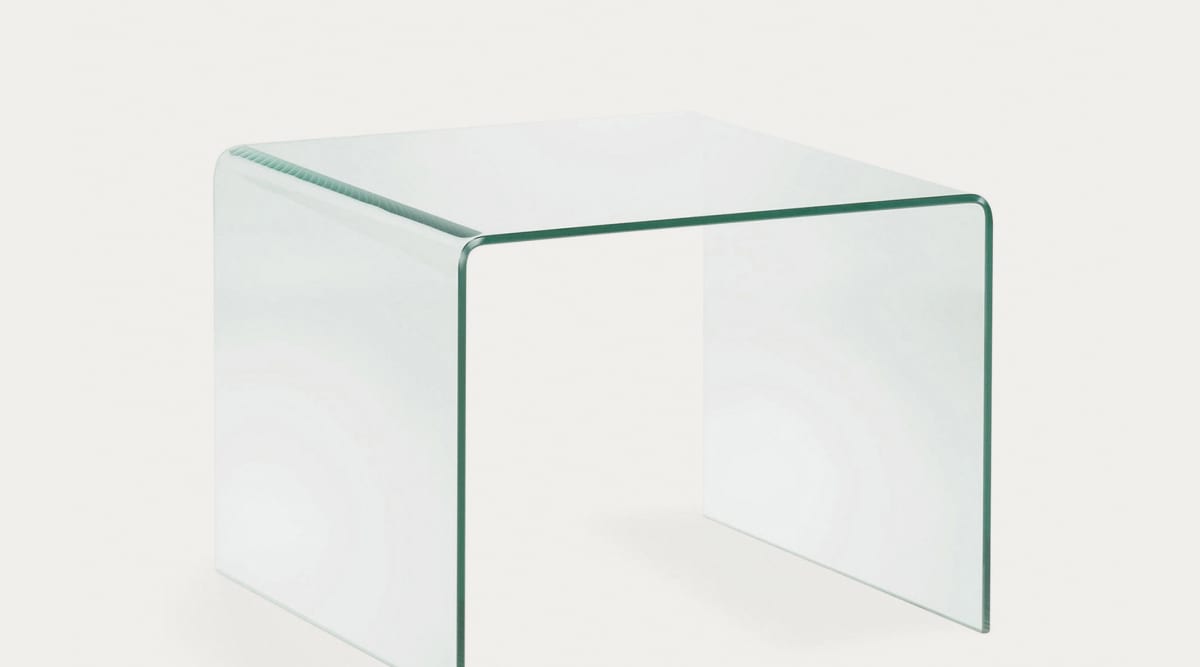 Mesa auxiliar Vissenbjerg con cajón cristal y acero 51 x 40 x 40 cm -  Blanco mate [en.casa]