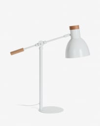 Tescarle table lamp in beech wood and steel with white finish