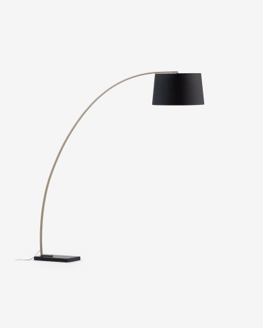 Juhe floor lamp with gold-coloured metal and black marble