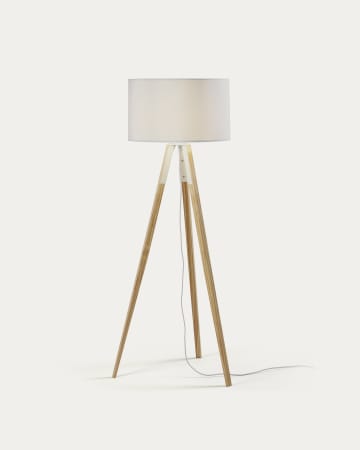 Lampadaire Iguazu, blanc et bois