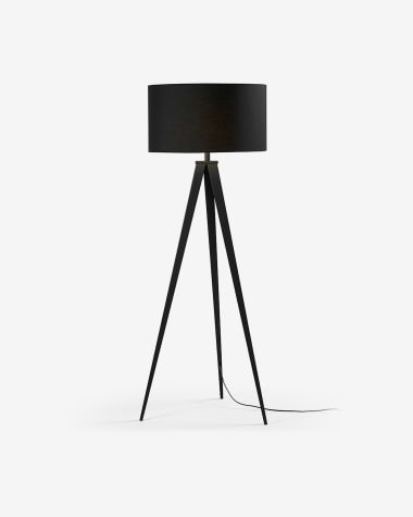 Iguazu floor lamp in steel with black finish UK adapter