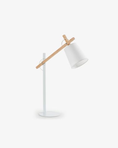 Kosta table lamp made of steel and solid beech wood UK adapter