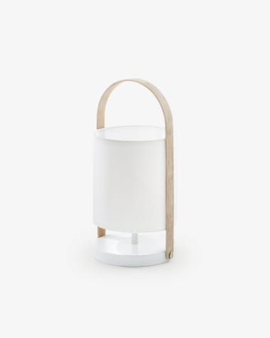 Zayma table lamp in beech wood and white cotton UK adapter