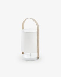 Lámpara de mesa Zayma de madera de haya y algodón blanco