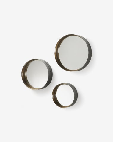 Wilton set of 3 mirrors in steel, Ø 35 cm / Ø 30 cm / Ø 23 cm