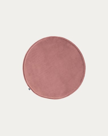 Rimca round velvet chair cushion in pink, 35 cm