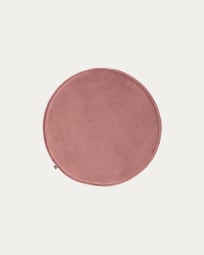 Rimca round velvet chair cushion in pink, 35 cm