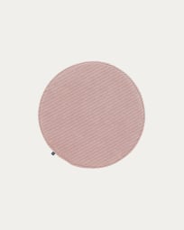 Sora round corduroy chair cushion in pink, 35 cm