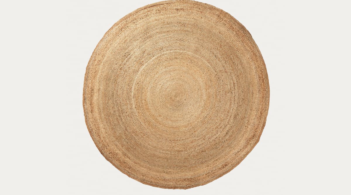  Alfombra redonda de yute hecha a mano de fibra natural