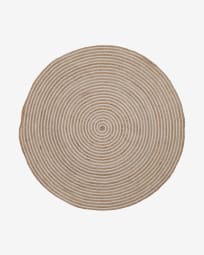 Saht runder Teppich aus Jute und Baumwolle natur und weiß Ø 150 cm