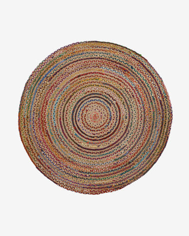 Saht runder Teppich aus Jute und Baumwolle mehrfärbig Ø 150 cm