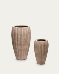 Lisa set of 2 cement flower pot stands with a terracota finish, Ø 40 cm / Ø 30 cm