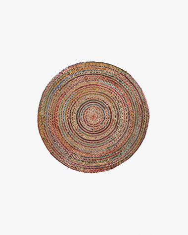 Saht runder Teppich aus Jute und Baumwolle mehrfärbig Ø 100 cm