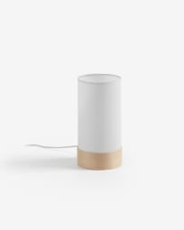 Slat table lamp in cotton and beech wood