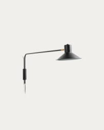 Aria wall light in steel with black finish UK adapter