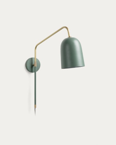 Audrie wall light in steel with green painted finish UK adapter